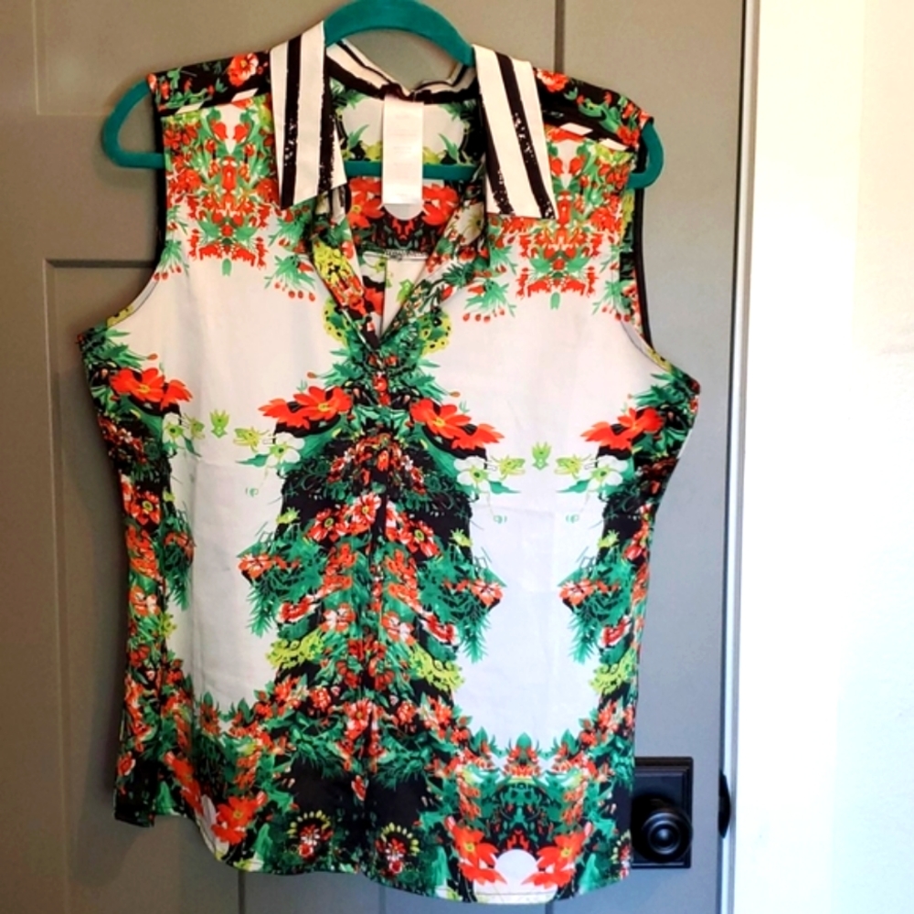 Ladies PLUS SIZE floral Button down blouse size XXL